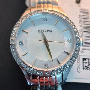 Ladies Bulova Classic Crystal Accent Watch with White Mother-of-Pearl Dial